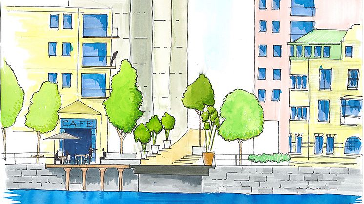Framtidens Viskaholmsbro? Illustration av Richard Mattsson, stadsarkitekt.