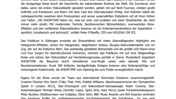 HOLIDAY ON ICE kommt mit neuer Produktion SHOWTIME nach Göttingen