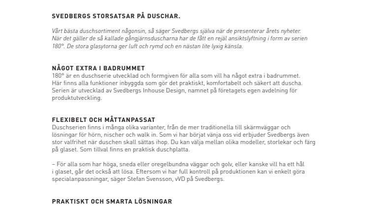 Svedbergs storsatsar på duschar