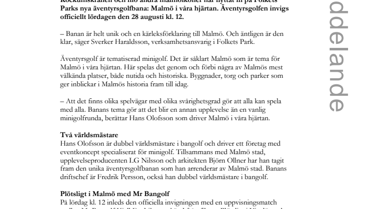 Premiär för malmöikoner på golfbana