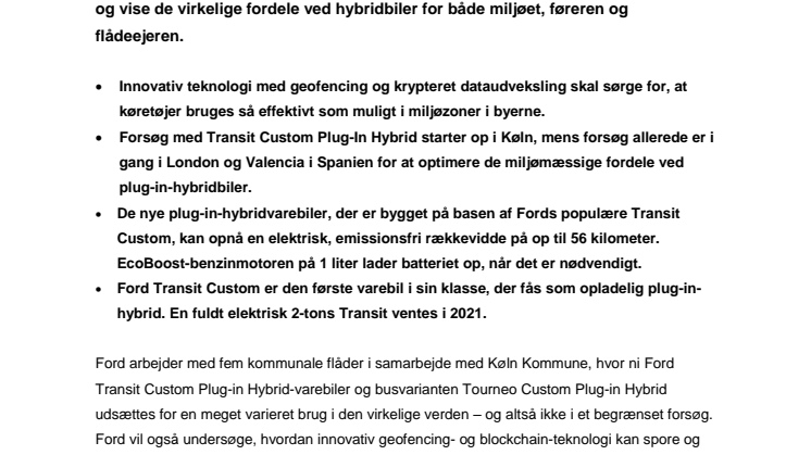 Ny teknologi fra Ford vil give renere luft i byerne