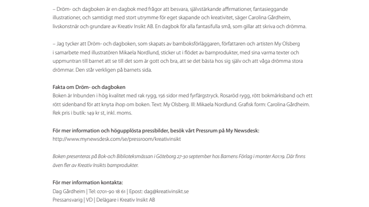 Dröm- och dagbok för barn – stimulerar och stärker självkänslan och fantasin