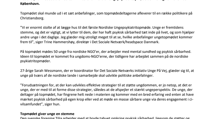 Unge sætter sig for bordenden til Nordisk Ungepsykiatritopmøde