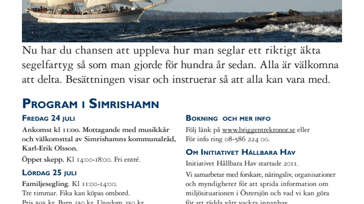 Program - Hållbara Hav och briggen Tre Kronor i Simrishamn 24-26 juli