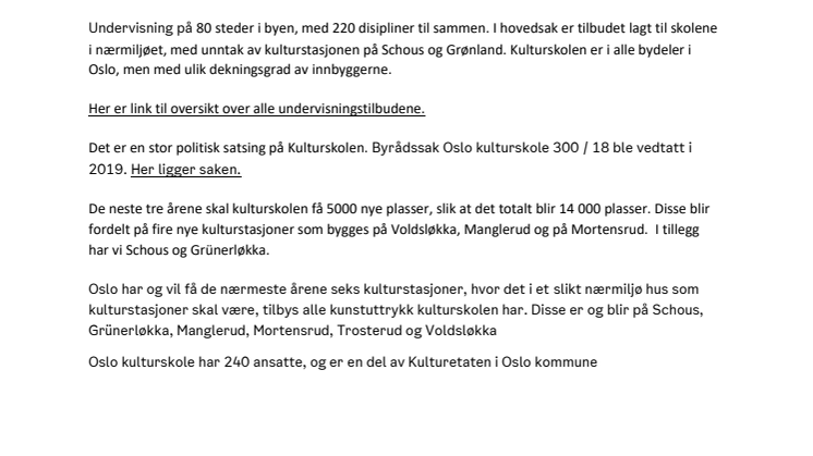 Oslo kulturskole - fakta 2022