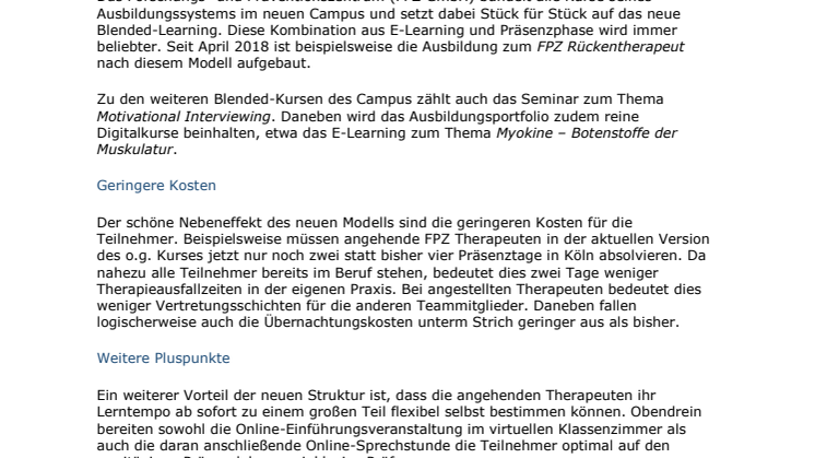 FPZ: Neuer Campus setzt auf Blended-Learning