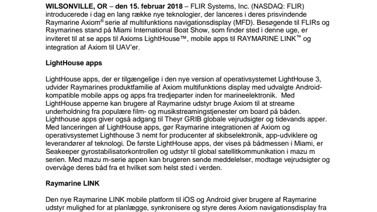 Raymarine: FLIR viser innovationer til Raymarine Axiom på Miami Boat Show