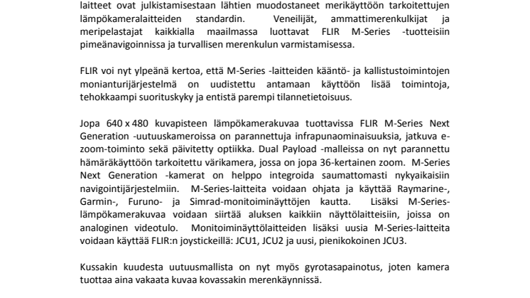 FLIR: M-Series: uuden sukupolven Premium-luokan lämpökamerat merikäyttöön