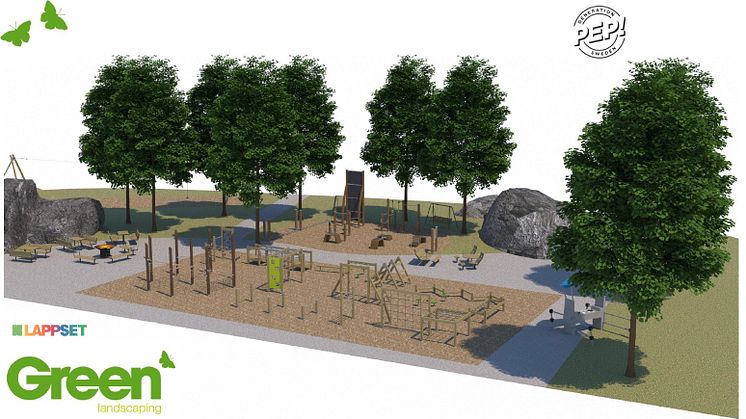 Ritning på en del av Pep Parken som Hyresbostäder anlägger i Skärblacka