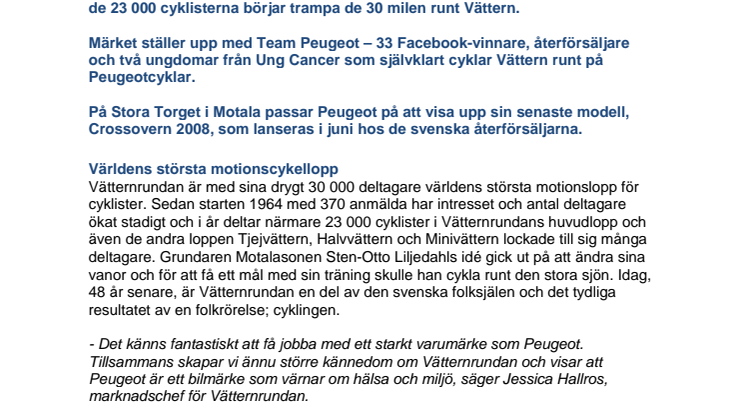 Peugeot cyklar vidare i årets Vätternrunda och visar nya crossovern 2008