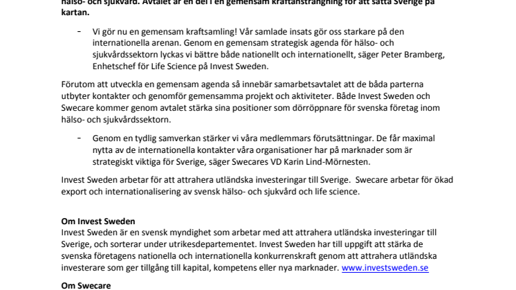 Nyckelspelare ingår samarbetsavtal – gynnar svenska aktörer inom life science, hälso- och sjukvård