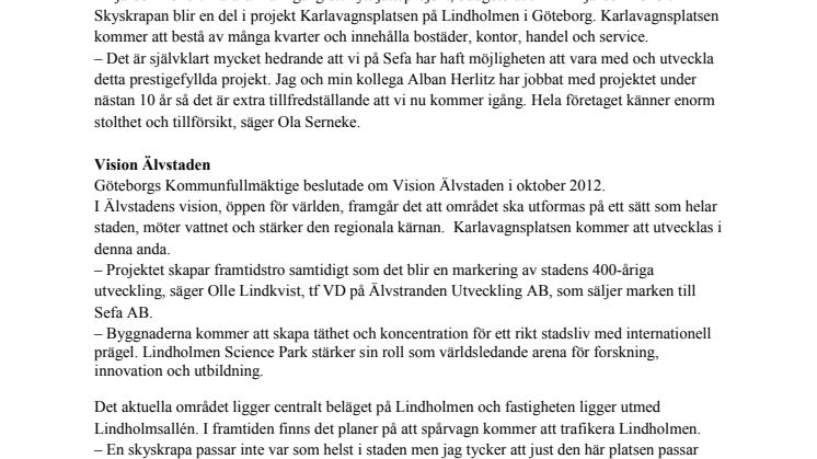 Nordens högsta byggnad byggs i Göteborg: SEFA bygger 201-metersskrapa i 60 våningar