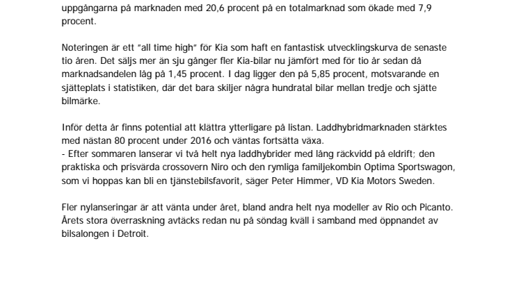 Rekordresultat för Kia 2016