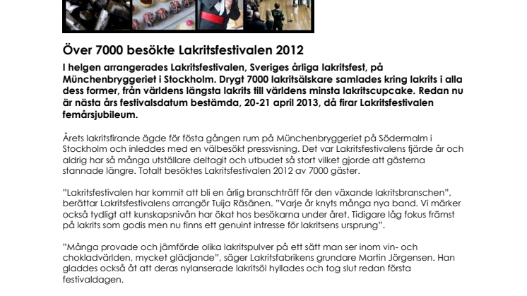 Över 7000 besökte Lakritsfestivalen 2012 