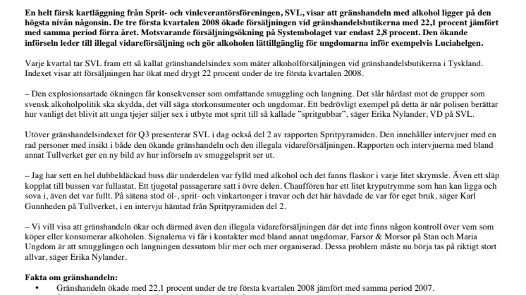 Importen av smuggelsprit på rekordnivåer inför jul och Lucia