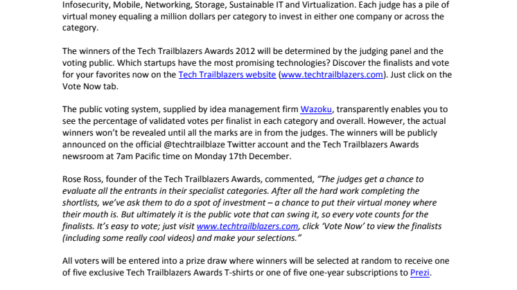 Tech Trailblazers Awards judges invest their virtual millions  