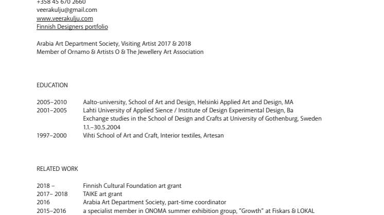 Veera Kulju CV