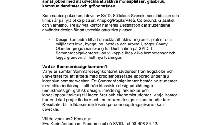 Sommardesignkontoret utvecklar destinationer med design