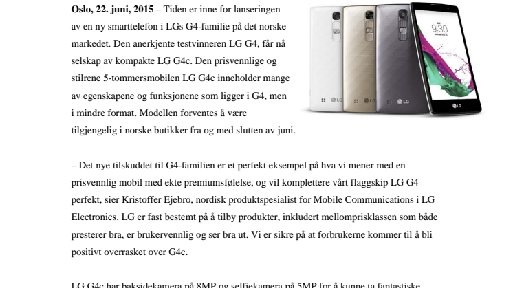 KOMPAKTE OG STILRENE LG G4C KOMMER TIL NORGE