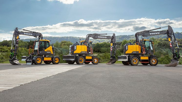 Volvo EWR130, EWR150E och EWR170E hjulgrävare