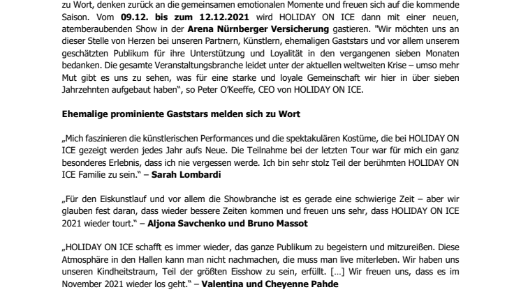 Jahres-Countdown zur neuen Tour gestartet – Prominente Gaststars von HOLIDAY ON ICE freuen sich auf die neue Show