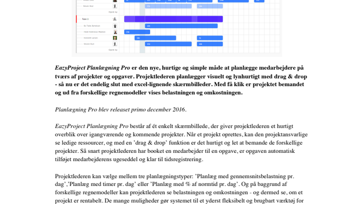 EazyProject Planlægning Pro – et nyt visuelt og brugervenligt planlægningsværktøj til den travle projektleder