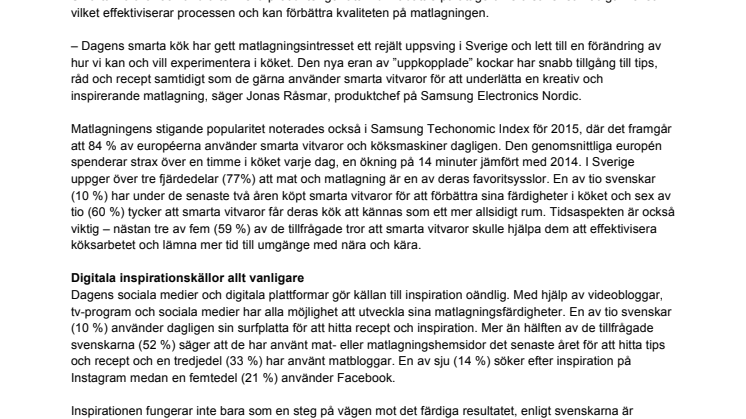 Smart teknik i köket ökar intresset för matlagning