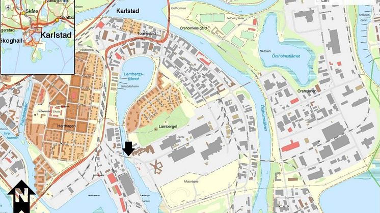 Bilden visar var Engholmsbron ligger.