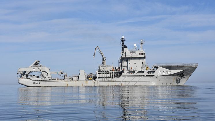 Ubåtsräddningsfartyget HMS Belos. Foto: Rebecka Signäs/Försvarsmakten
