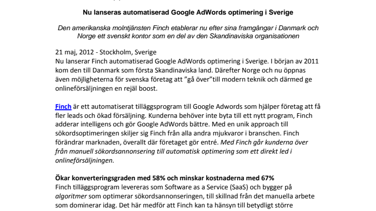 Nu lanseras automatiserad Google AdWords optimering i Sverige
