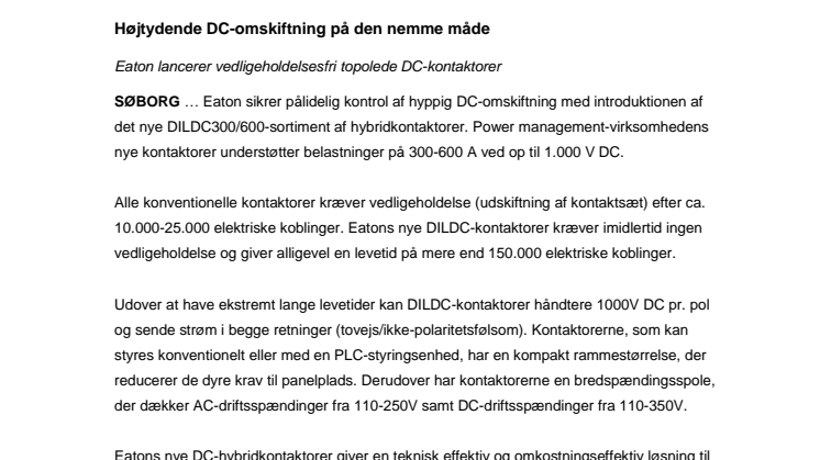 Højtydende DC-omskiftning på den nemme måde