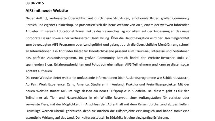 AIFS mit neuer Website