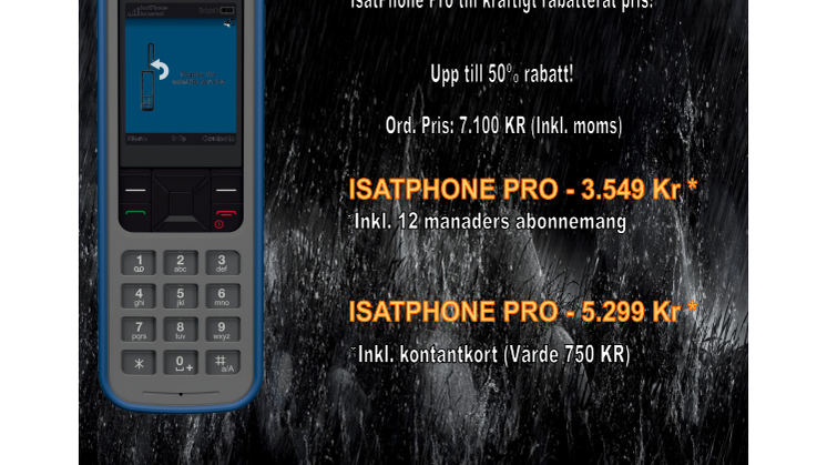 50% rabatt på satellittelefon IsatPhone Pro