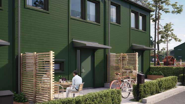 Brf Högbobäcken - 3D-bild av framsidan