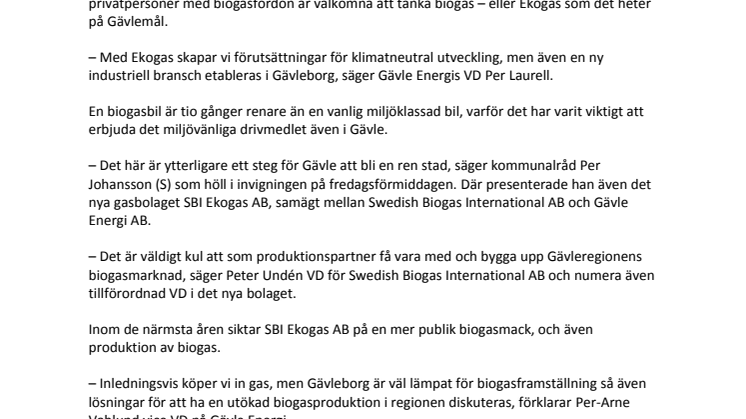 Nu kan Gävle tanka biogas