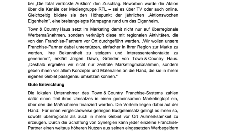 Town & Country Haus: Werben mit System