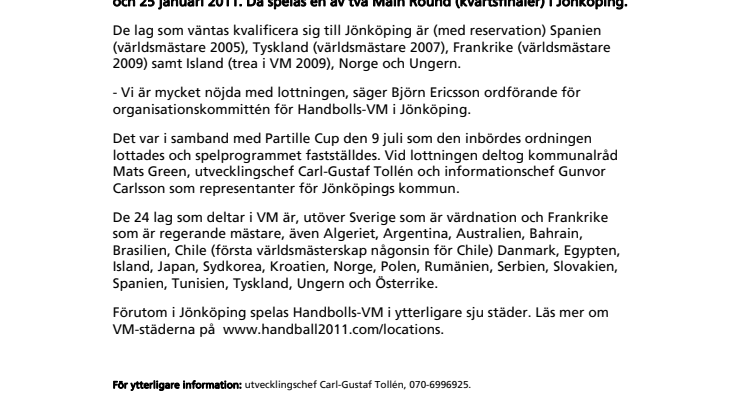 Spännande möten väntar Handbolls-VM i Jönköping