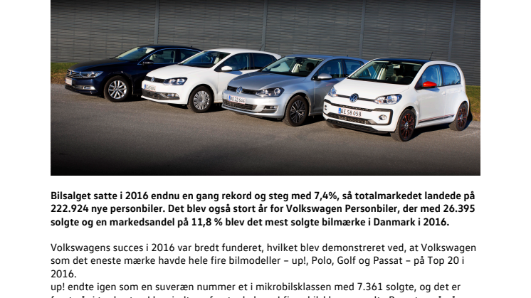 Volkswagen topper bilsalget i 2016