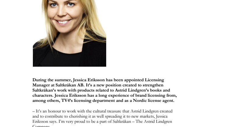 New Licensing Manager at Saltkråkan  – The Astrid Lindgren Company