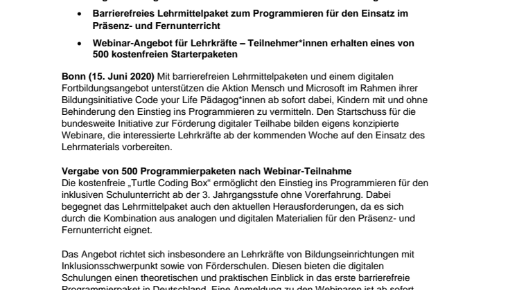 Aktion Mensch und Microsoft präsentieren erstes barrierefreies Programmierpaket 