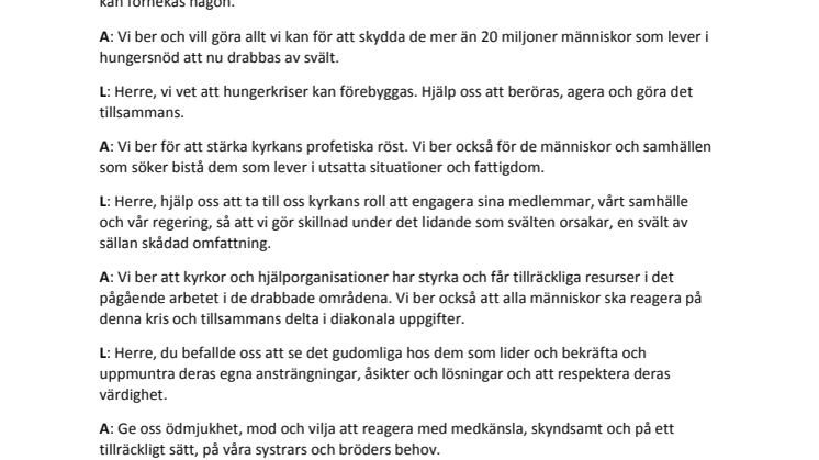 Förbön för de svältdrabbade