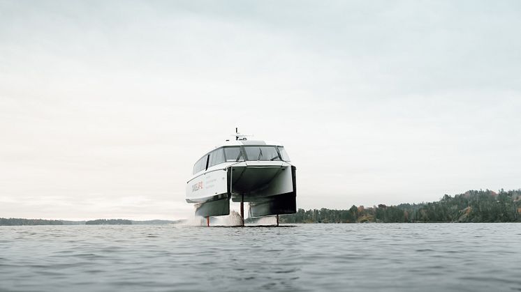 Candela P-12 taking off outside Stockholm's port