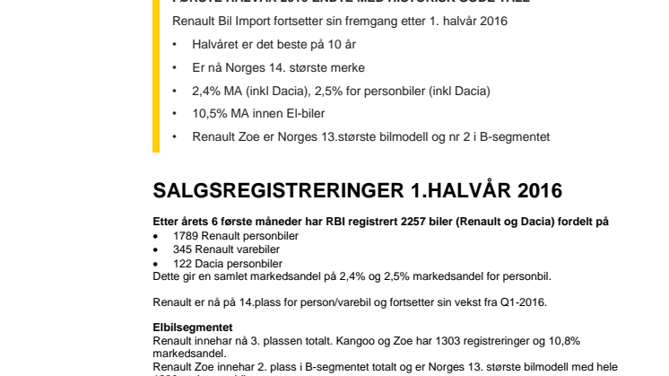 BESTE HALVÅRSRESULTAT PÅ 10 ÅR!