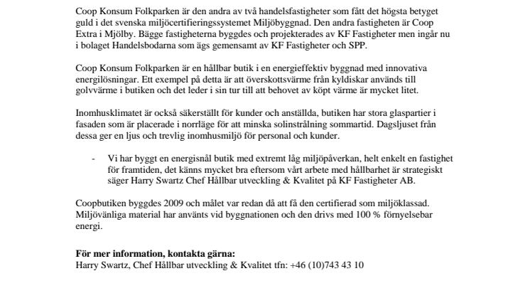 Miljöguld till KF Fastigheter - igen. 