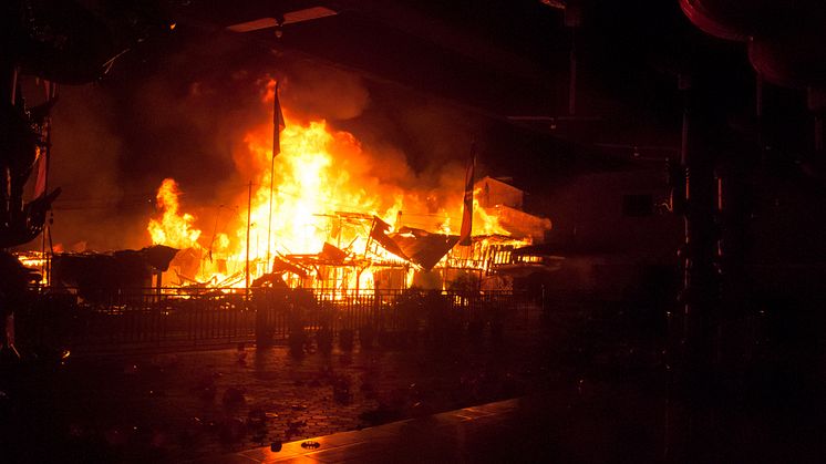 The blaze in this image is not the factory fire examined by the Dundee Sheriff Court