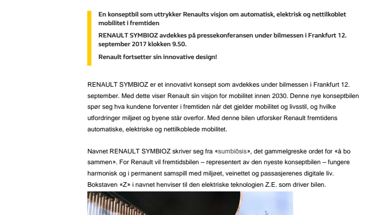 RENAULT SYMBIOZ: VISJON OM FREMTIDENS MOBILITET