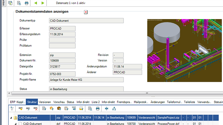 PDM-Software PRO.FILE mit neuer CAD-Integration für Autodesk AutoCAD Plant 3D