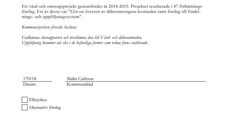 Översyn av äldreomsorgens kostnader