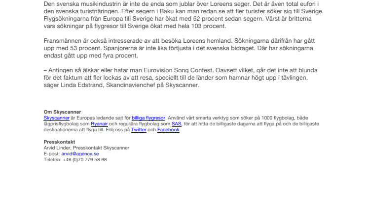 Loreen lockar turister