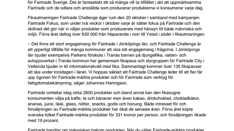 Över 11 300 Jönköpingsbor deltar i årets stora Fairtrade-fika